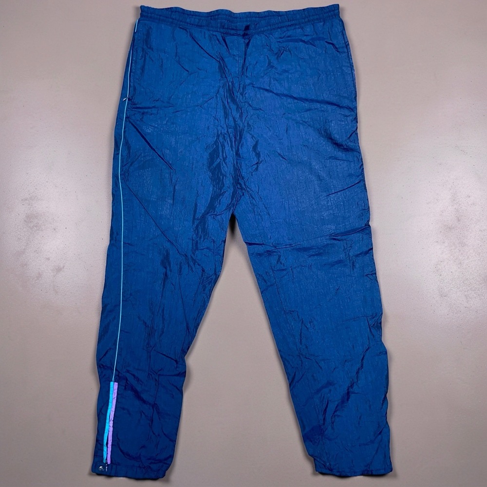 Vintage Givenchy Active Men's Large Blue Nylon Track Pants Ankle Zip